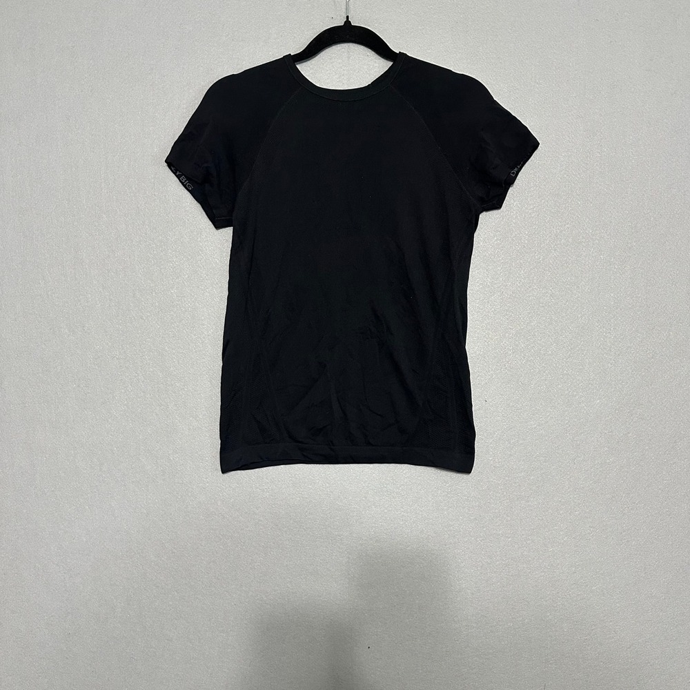 Athleta Momentum Seamless Short Sleeve Tee Black Dream Crazy Big Workout Top